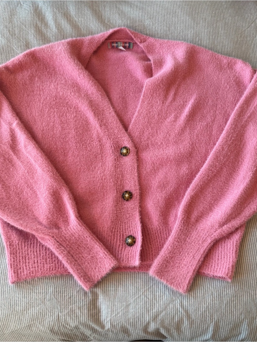 Urban Outfitters Pink V-Neck Button Cardigan Sweater